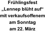 Frühlingsfest „Lennep blüht auf“  mit verkaufsoffenem am Sonntag am 22. März